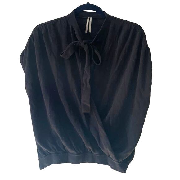 By Anthropologie Rambuteau Black Knit Sleeveless Wrap Sweater Neck Tie Sz S - Picture 2 of 10